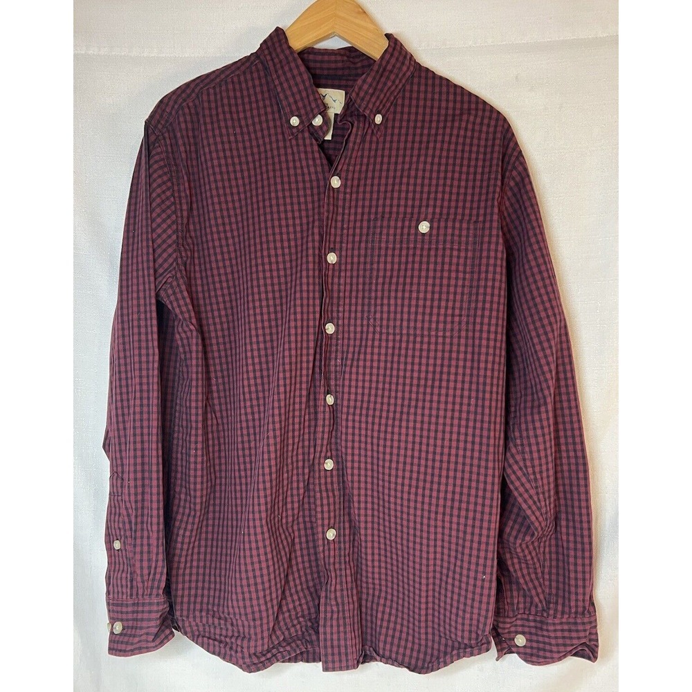 Men's Size Medium Blue Mountain Red Black Long Sleeve Button Down